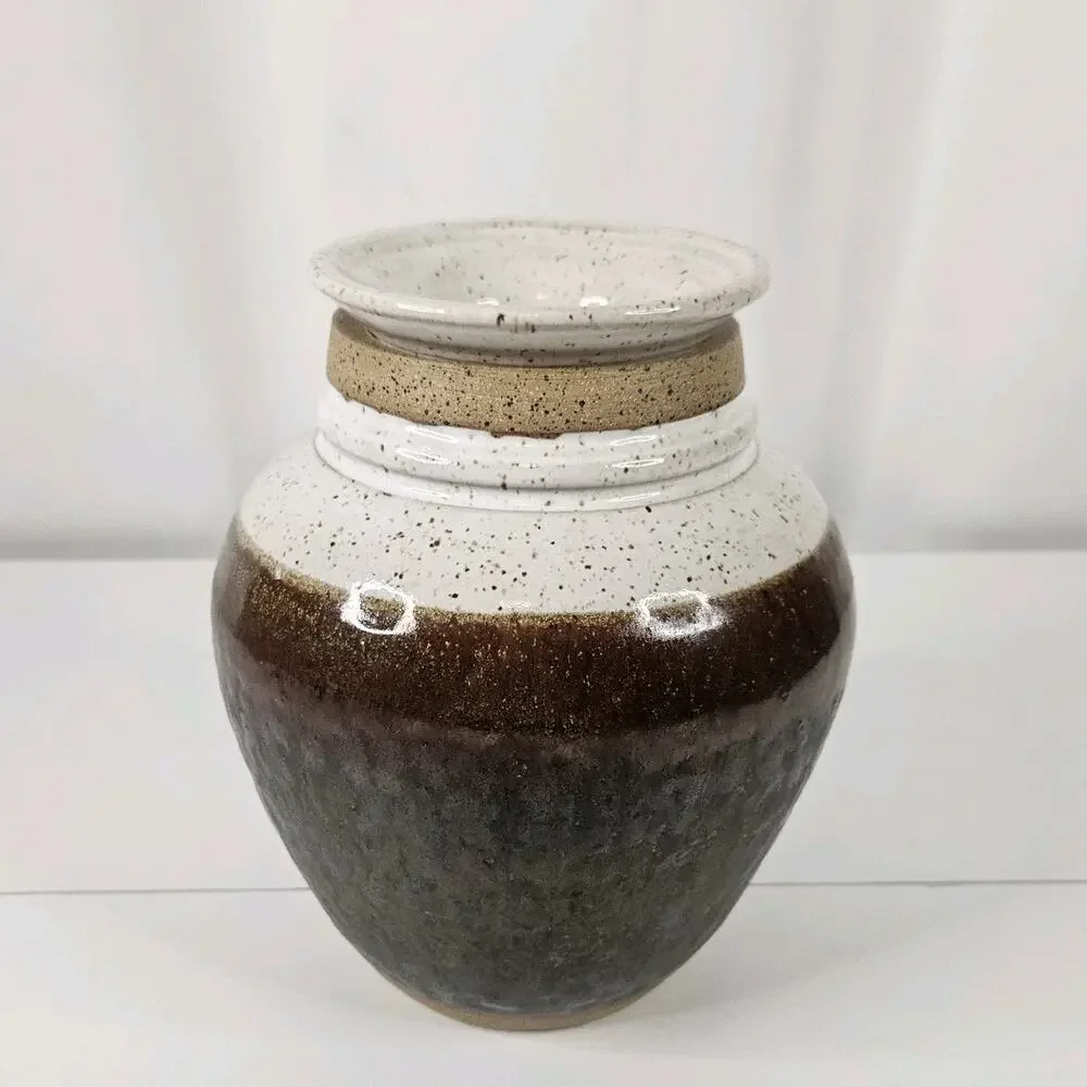 Handcrafted Saltglazed Stoneware Storage Jar Pottery Art Artist Signed Original